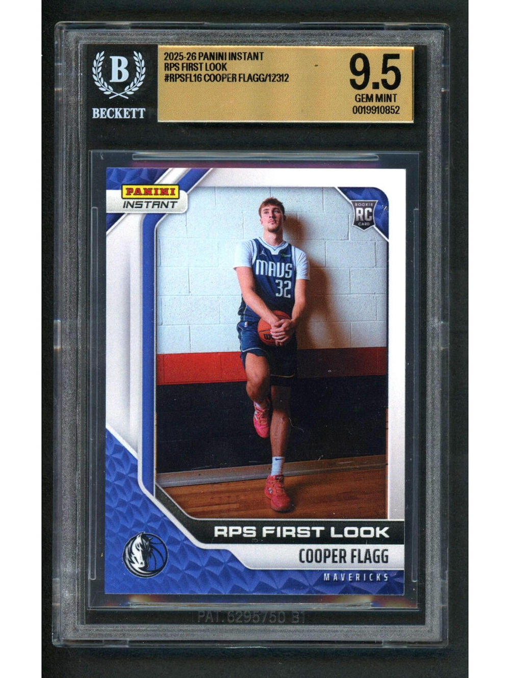 2025-26 Panini Instant RPS#16 Cooper Flagg Maverick Rookie (RC) BGS 9.5 Gem Mint